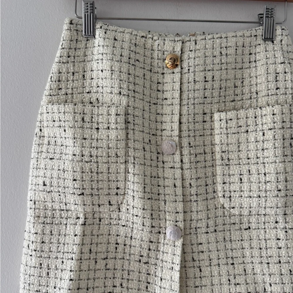 ANINE BING NWT Mateo Tweed Ivory Mini Skirt